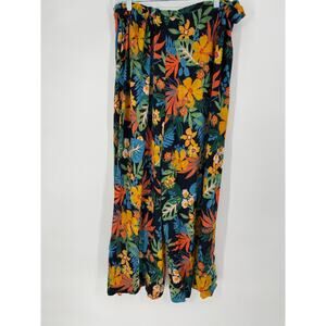 Angie Pants Women’s Large Floral Tropical High Wrap Slit Oversized Coastal